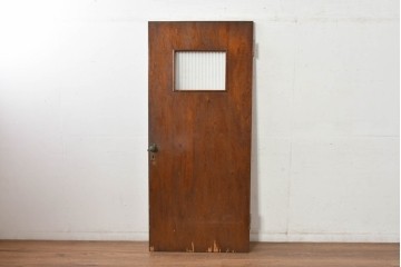 ヴィンテージ建具　柔らかく光を取り込むリブガラス入りドア　(R-085042)