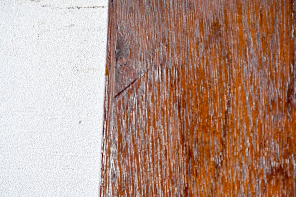 ヴィンテージ建具　柔らかく光を取り込むリブガラス入りドア　(R-085042)