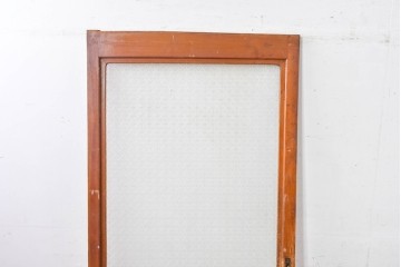 アンティーク建具　昭和初期　希少!　大正ロマン　当時物の花紋プレスガラス入り引き戸1枚　(R-085043)