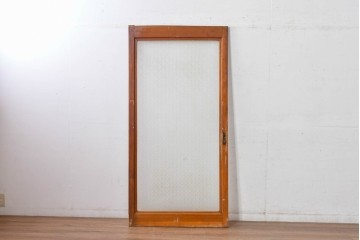アンティーク建具　昭和初期　希少!　大正ロマン　当時物の花紋プレスガラス入り引き戸1枚　(R-085043)