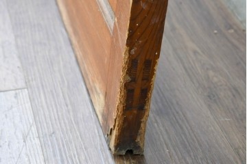 アンティーク建具　昭和初期　希少!　大正ロマン　当時物の花紋プレスガラス入り引き戸1枚　(R-085043)