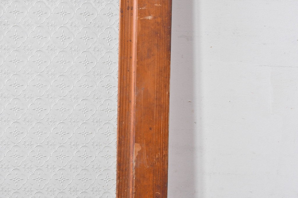 アンティーク建具　昭和初期　希少!　大正ロマン　当時物の花紋プレスガラス入り引き戸1枚　(R-085043)