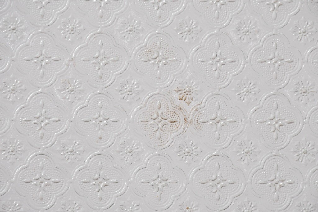 アンティーク建具　昭和初期　希少!　大正ロマン　当時物の花紋プレスガラス入り引き戸1枚　(R-085043)