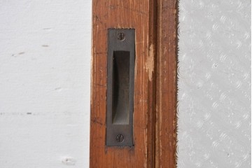 アンティーク建具　昭和初期　希少!　大正ロマン　当時物の花紋プレスガラス入り引き戸1枚　(R-085043)