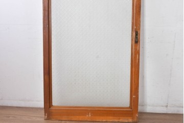 アンティーク建具　昭和初期　希少!　大正ロマン　当時物の花紋プレスガラス入り引き戸1枚　(R-085043)