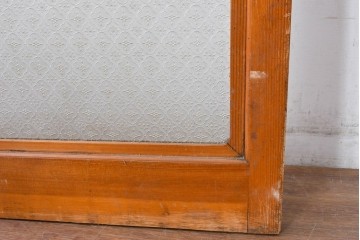 アンティーク建具　昭和初期　希少!　大正ロマン　当時物の花紋プレスガラス入り引き戸1枚　(R-085043)