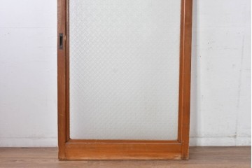 アンティーク建具　昭和初期　希少!　大正ロマン　当時物の花紋プレスガラス入り引き戸1枚　(R-085043)