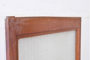 アンティーク建具　昭和初期　希少!　大正ロマン　当時物の花紋プレスガラス入り引き戸1枚　(R-085043)