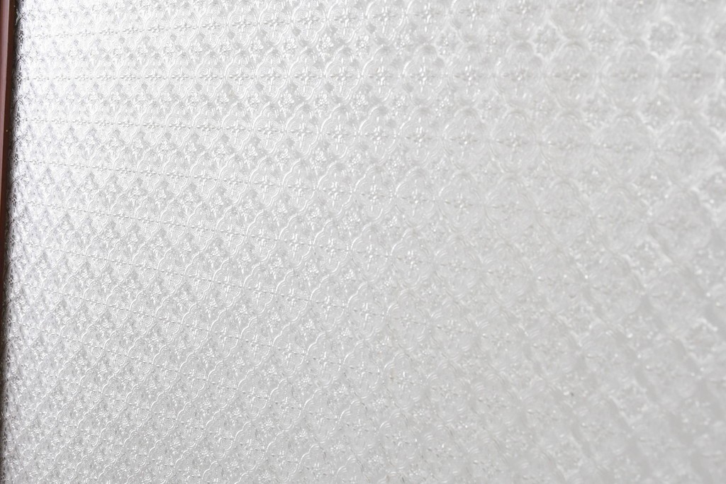 アンティーク建具　昭和初期　希少!　大正ロマン　当時物の花紋プレスガラス入り引き戸1枚　(R-085043)