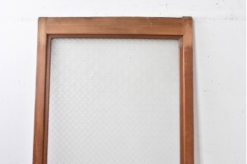 アンティーク建具　昭和初期　希少!　大正ロマン　当時物の花紋プレスガラス入り引き戸1枚　(R-085043)