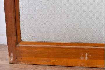 アンティーク建具　昭和初期　希少!　大正ロマン　当時物の花紋プレスガラス入り引き戸1枚　(R-085043)