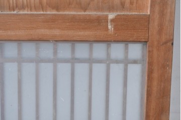 アンティーク建具　明治～大正期　和の趣が漂う格子入りガラス帯戸1枚　(R-085045)