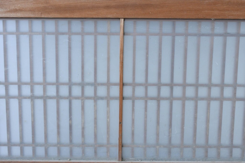 アンティーク建具　明治～大正期　和の趣が漂う格子入りガラス帯戸1枚　(R-085045)