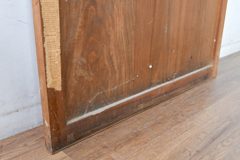 アンティーク建具　明治～大正期　和の趣が漂う格子入りガラス帯戸1枚　(R-085045)