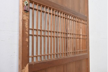 アンティーク建具　明治～大正期　和の趣が漂う格子入りガラス帯戸1枚　(R-085045)