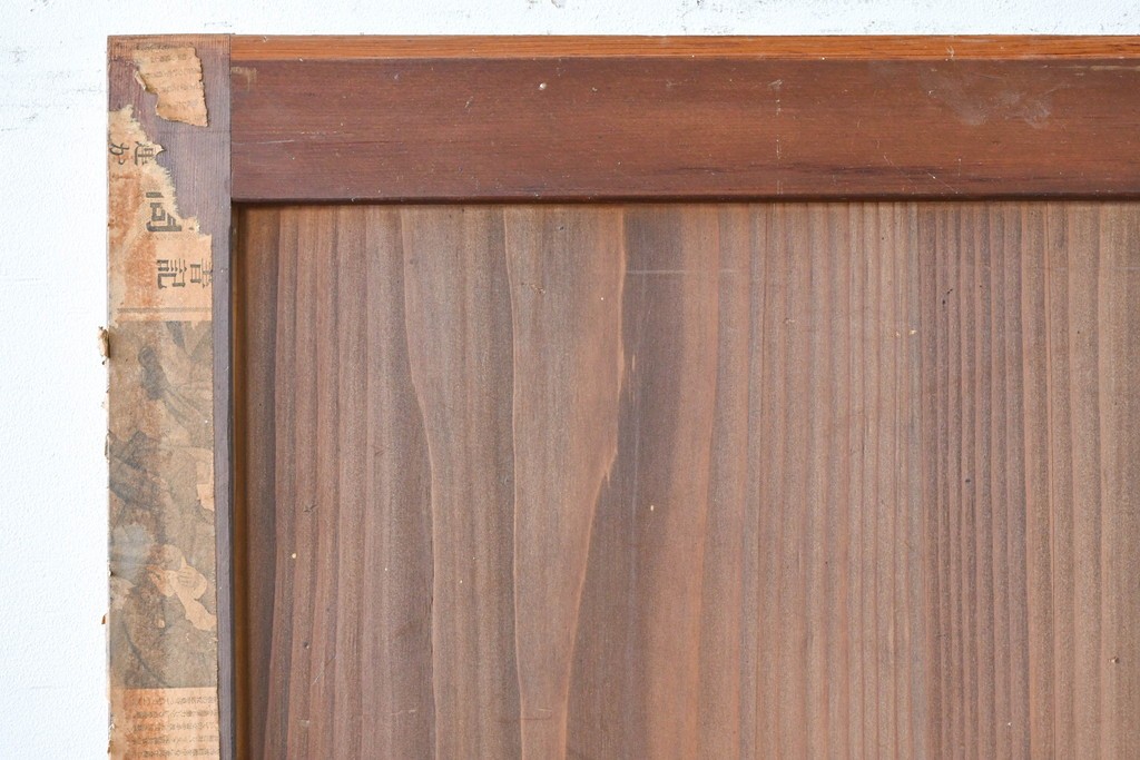 アンティーク建具　明治～大正期　和の趣が漂う格子入りガラス帯戸1枚　(R-085045)