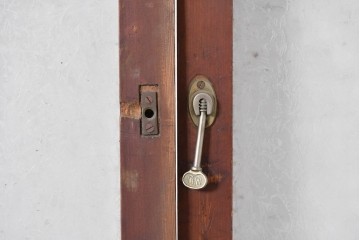 アンティーク建具　昭和初期～中期　大正ロマン　格子意匠のガラス窓2枚セット　(R-085046)