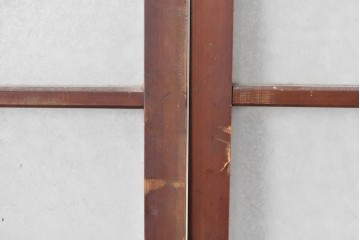 アンティーク建具　昭和初期～中期　大正ロマン　格子意匠のガラス窓2枚セット　(R-085046)