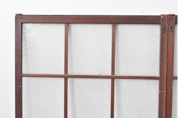 アンティーク建具　昭和初期～中期　大正ロマン　格子意匠のガラス窓2枚セット　(R-085046)