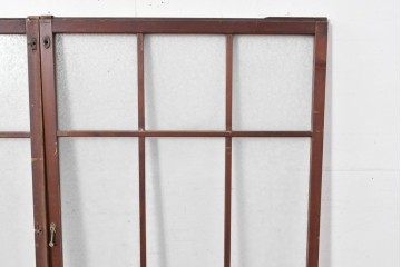 アンティーク建具　昭和初期～中期　大正ロマン　格子意匠のガラス窓2枚セット　(R-085046)