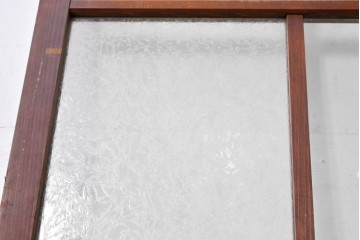 アンティーク建具　昭和初期～中期　大正ロマン　格子意匠のガラス窓2枚セット　(R-085046)