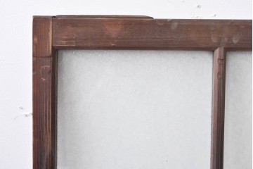 アンティーク建具　昭和初期～中期　大正ロマン　格子意匠のガラス窓2枚セット　(R-085046)