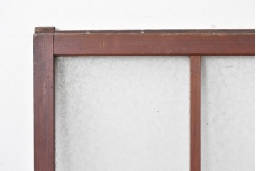 アンティーク建具　昭和初期～中期　大正ロマン　格子意匠のガラス窓2枚セット　(R-085046)