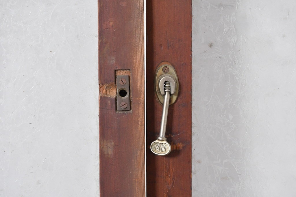 アンティーク建具　昭和初期～中期　大正ロマン　格子意匠のガラス窓2枚セット　(R-085046)