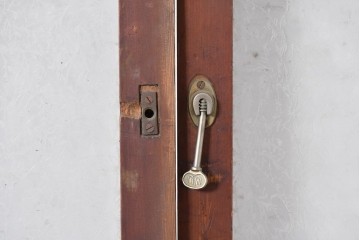 アンティーク建具　昭和初期～中期　大正ロマン　格子意匠のガラス窓2枚セット　(R-085046)