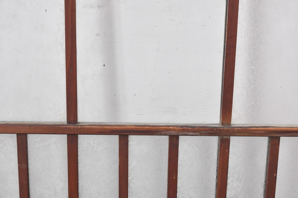 アンティーク建具　昭和初期～中期　大正ロマン　格子意匠のガラス窓2枚セット　(R-085046)