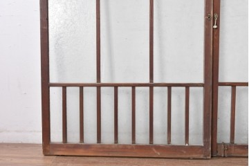 アンティーク建具　昭和初期～中期　大正ロマン　格子意匠のガラス窓2枚セット　(R-085046)