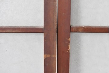 アンティーク建具　昭和初期～中期　大正ロマン　格子意匠のガラス窓2枚セット　(R-085046)