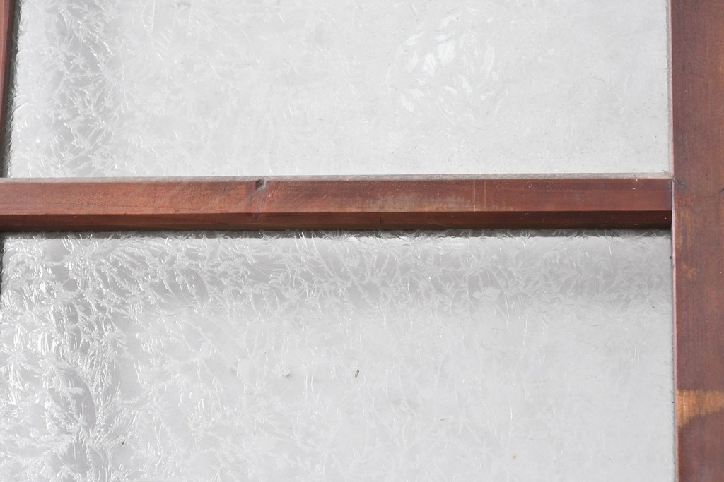 アンティーク建具　昭和初期～中期　大正ロマン　格子意匠のガラス窓2枚セット　(R-085046)