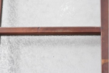 アンティーク建具　昭和初期～中期　大正ロマン　格子意匠のガラス窓2枚セット　(R-085046)