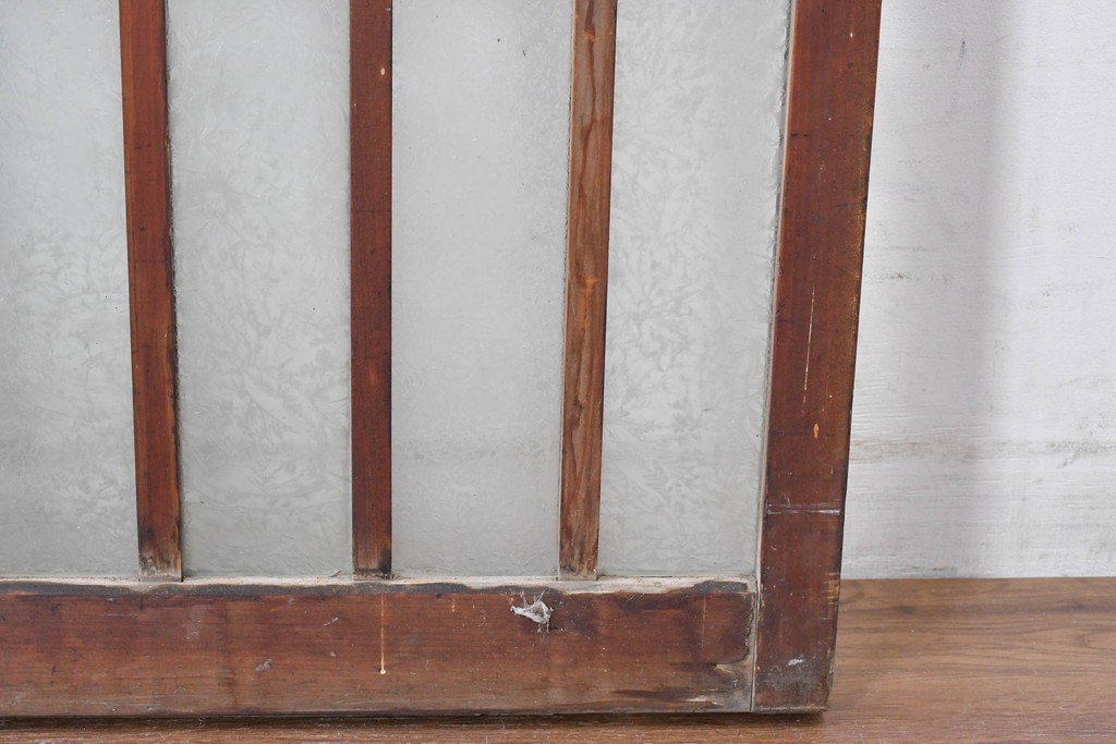 アンティーク建具　昭和初期～中期　大正ロマン　格子意匠のガラス窓2枚セット　(R-085046)