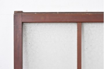 アンティーク建具　昭和初期～中期　大正ロマン　格子意匠のガラス窓2枚セット　(R-085046)