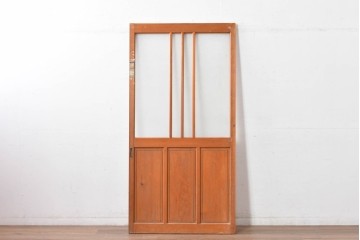 ヴィンテージ建具　昭和中期　端整な三本縦桟が目を引くガラス戸1枚　(R-085047)