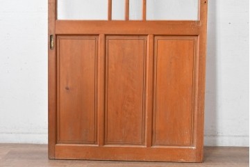 ヴィンテージ建具　昭和中期　端整な三本縦桟が目を引くガラス戸1枚　(R-085047)