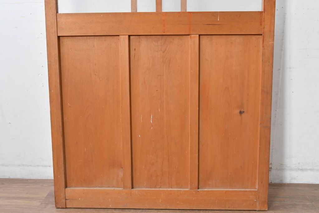 ヴィンテージ建具　昭和中期　端整な三本縦桟が目を引くガラス戸1枚　(R-085047)