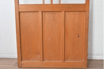 ヴィンテージ建具　昭和中期　端整な三本縦桟が目を引くガラス戸1枚　(R-085047)