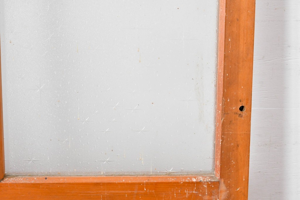 ヴィンテージ建具　昭和中期　端整な三本縦桟が目を引くガラス戸1枚　(R-085047)