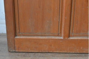 ヴィンテージ建具　昭和中期　端整な三本縦桟が目を引くガラス戸1枚　(R-085047)