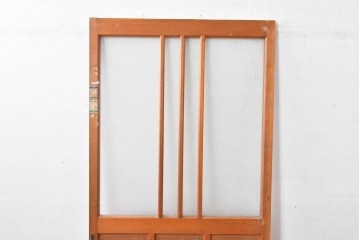 ヴィンテージ建具　昭和中期　端整な三本縦桟が目を引くガラス戸1枚　(R-085047)