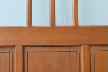 ヴィンテージ建具　昭和中期　端整な三本縦桟が目を引くガラス戸1枚　(R-085047)
