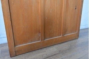 ヴィンテージ建具　昭和中期　端整な三本縦桟が目を引くガラス戸1枚　(R-085047)