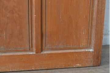 ヴィンテージ建具　昭和中期　端整な三本縦桟が目を引くガラス戸1枚　(R-085047)