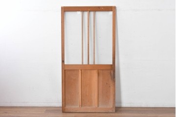 ヴィンテージ建具　昭和中期　温かな木味の三本縦桟ガラス戸1枚　(R-085048)