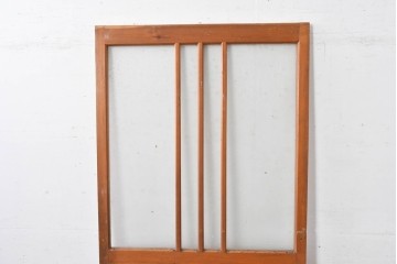 ヴィンテージ建具　昭和中期　温かな木味の三本縦桟ガラス戸1枚　(R-085048)