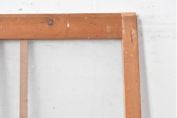 ヴィンテージ建具　昭和中期　温かな木味の三本縦桟ガラス戸1枚　(R-085048)