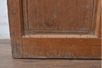 ヴィンテージ建具　昭和中期　温かな木味の三本縦桟ガラス戸1枚　(R-085048)